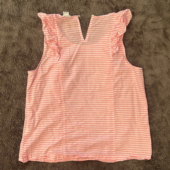 J Crew Pink stripe ruffle tank - Picture 4 of 5